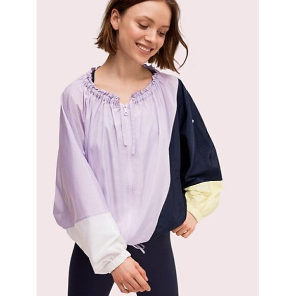 NWT Kate Spade Color Splice Zip-front Wind Jacket Purple Blue S - Picture 2 of 7